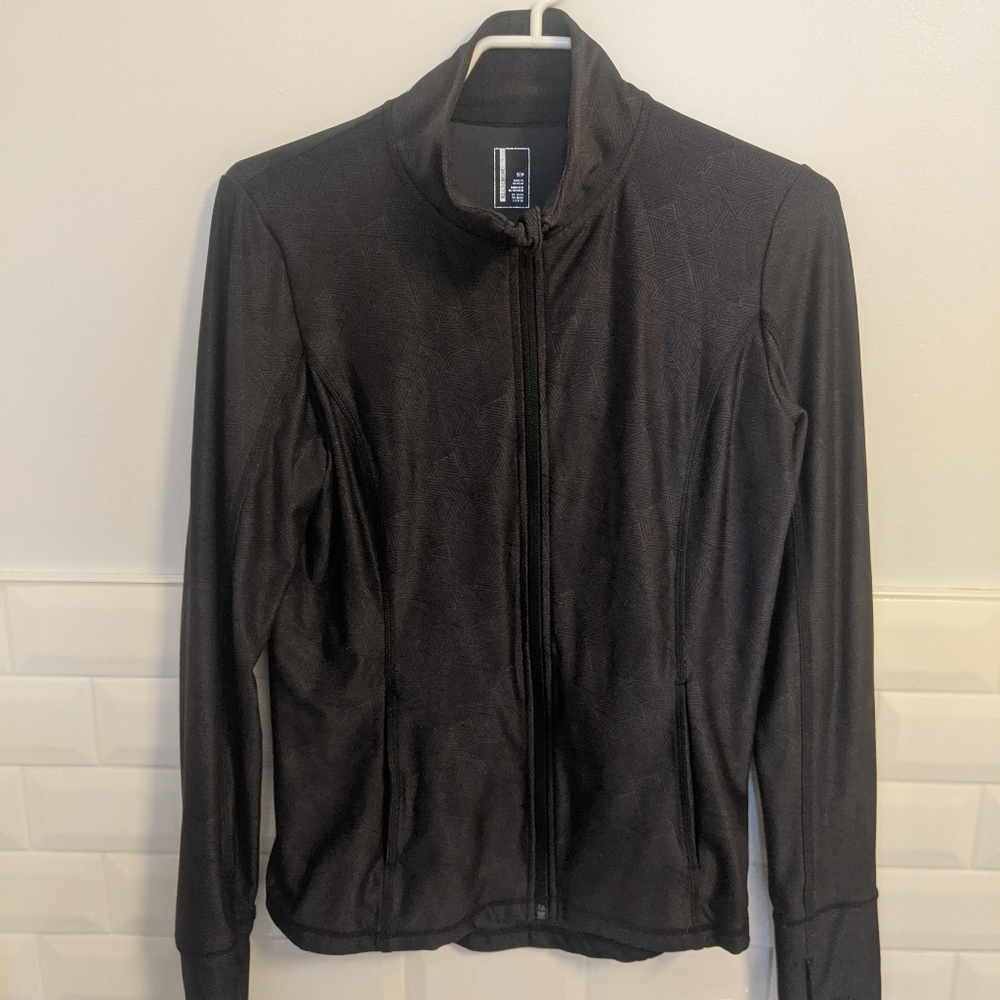 Geometric Charcoal Grey Athletic Jacket